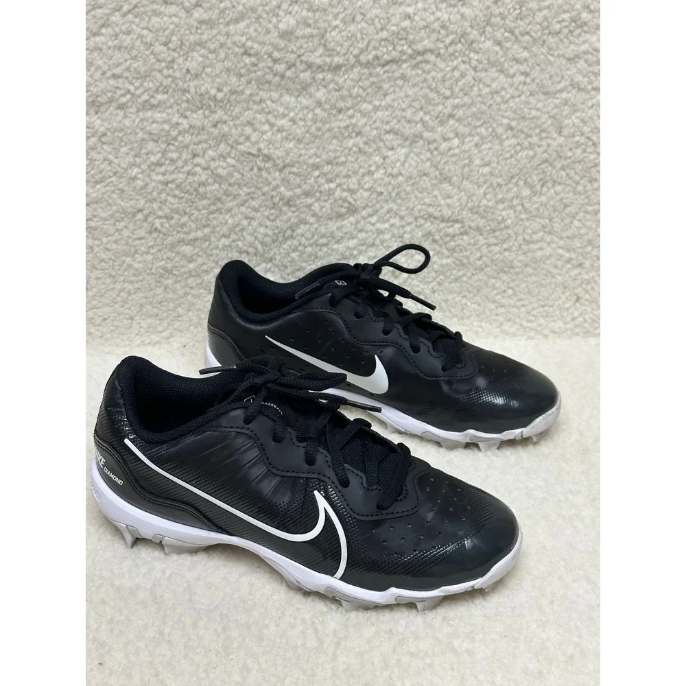 Nike Alpha Huarache Cleats Black White DJ6525-001 Youth 5.5Y